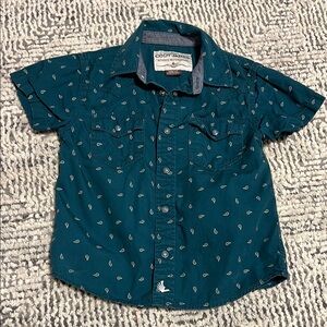 Teal Short Sleeve Button-Up Shirt